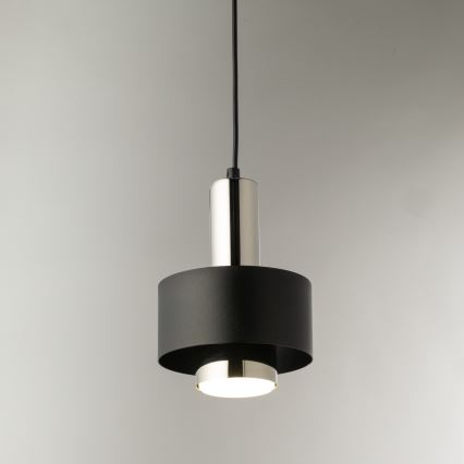 Luster na sajli RIF LUX 1xGX53/12W/230V pr. 15 cm crno/sjajni krom