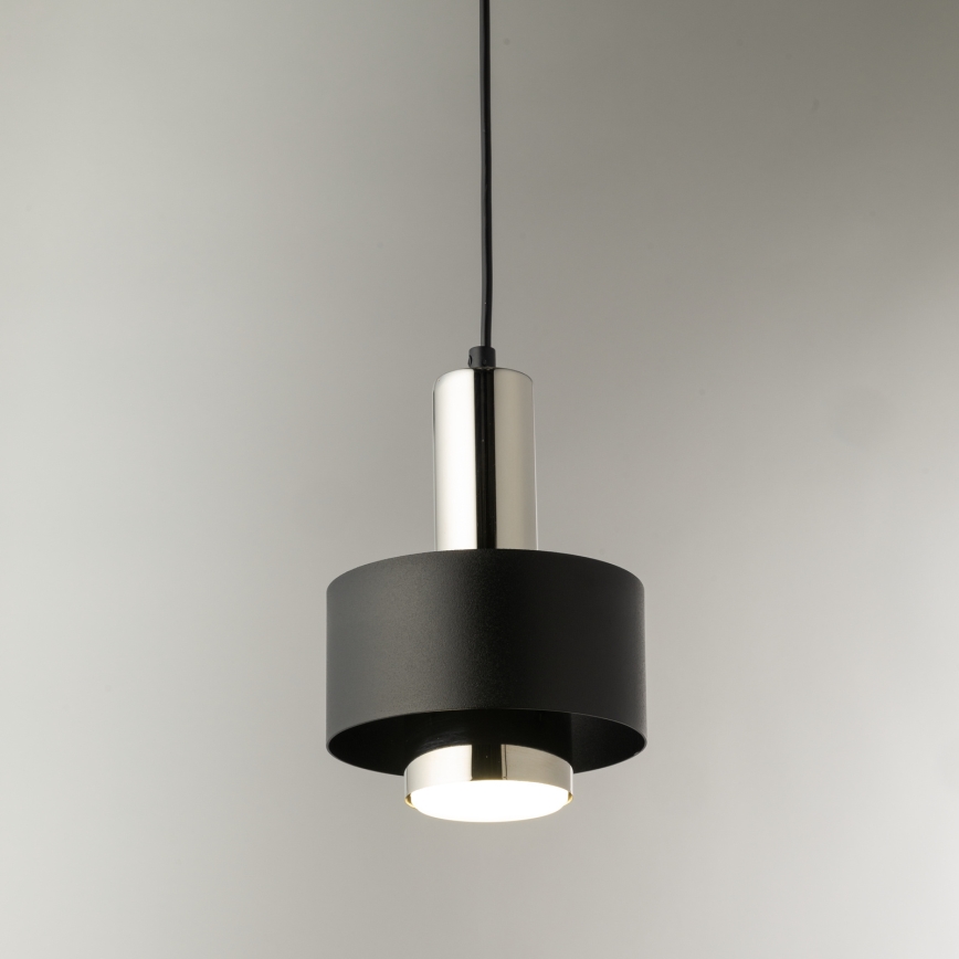 Luster na sajli RIF LUX 1xGX53/12W/230V pr. 15 cm crno/sjajni krom