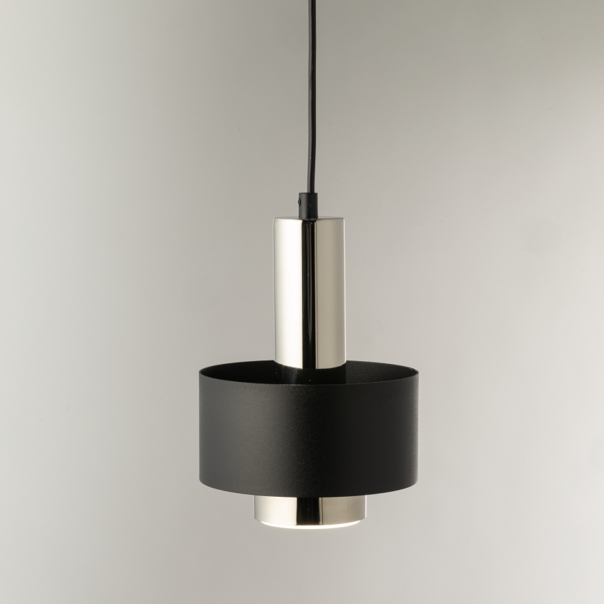 Luster na sajli RIF LUX 1xGX53/12W/230V pr. 15 cm crno/sjajni krom