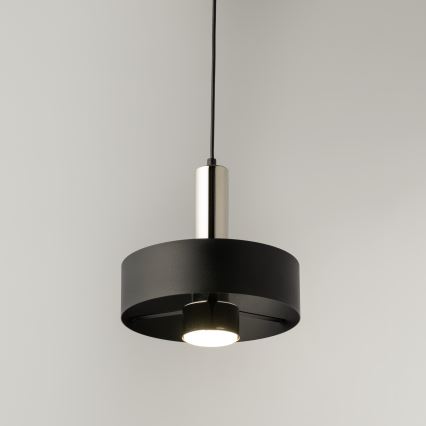 Luster na sajli RIF LUX 1xGX53/12W/230V pr. 25 cm crno/sjajni krom