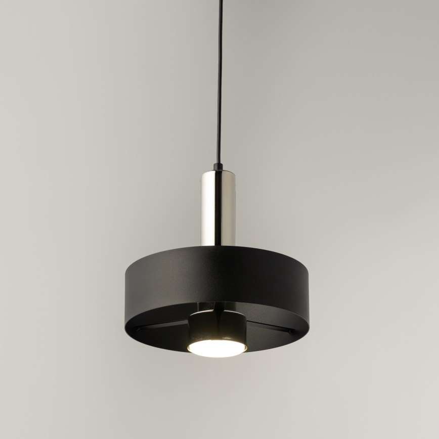 Luster na sajli RIF LUX 1xGX53/12W/230V pr. 25 cm crno/sjajni krom
