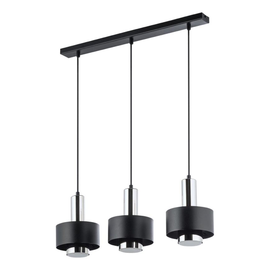 Luster na sajli RIF LUX 3xGX53/12W/230V crno/sjajni krom