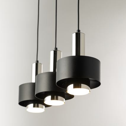 Luster na sajli RIF LUX 3xGX53/12W/230V crno/sjajni krom