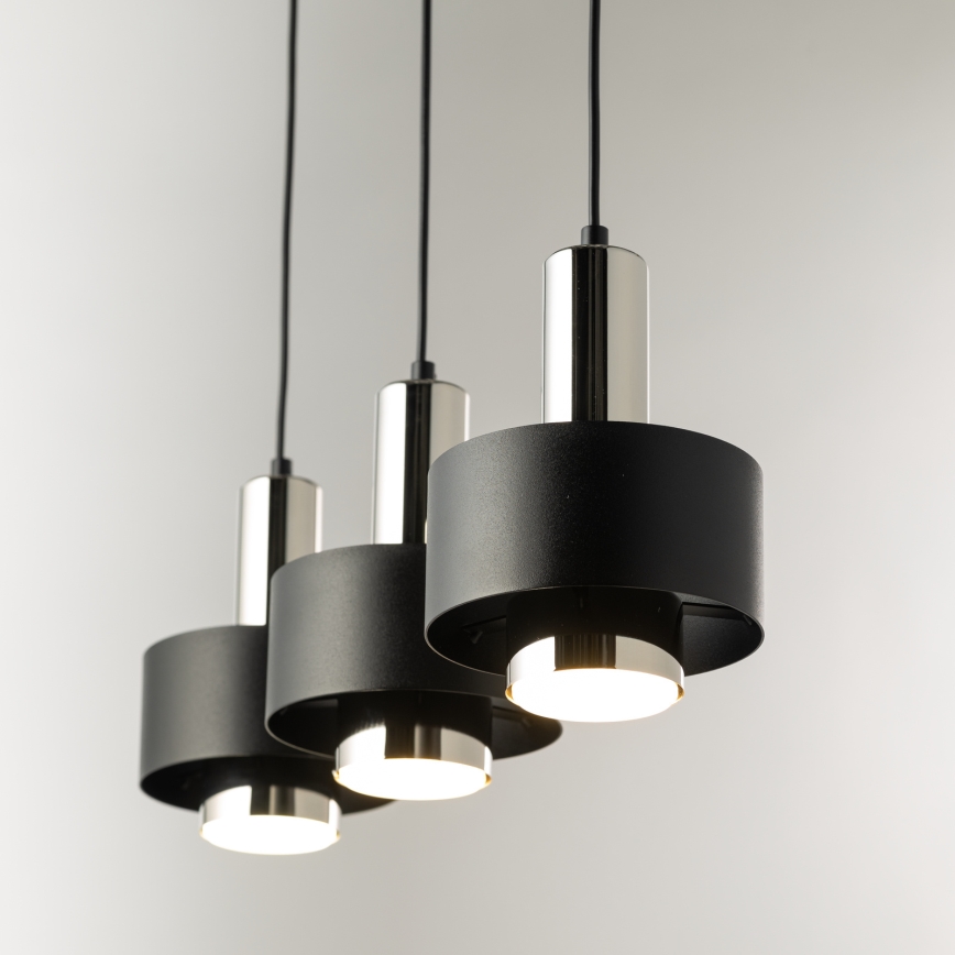 Luster na sajli RIF LUX 3xGX53/12W/230V crno/sjajni krom