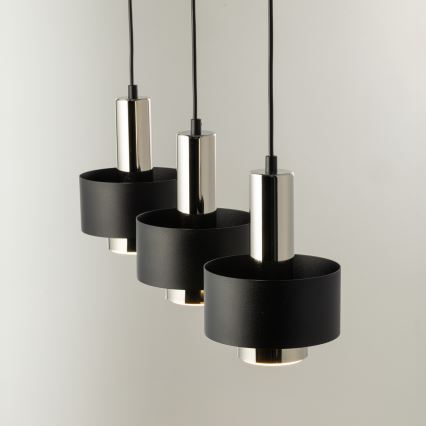 Luster na sajli RIF LUX 3xGX53/12W/230V crno/sjajni krom