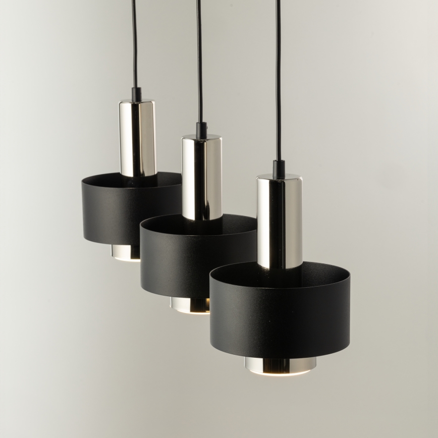Luster na sajli RIF LUX 3xGX53/12W/230V crno/sjajni krom