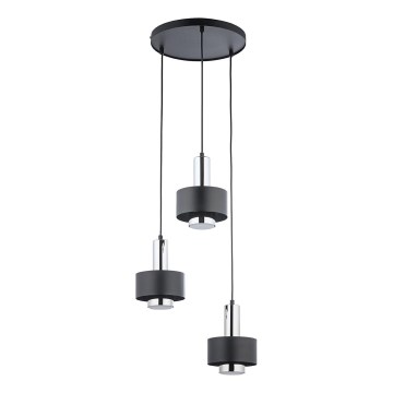 Luster na sajli RIF LUX 3xGX53/12W/230V pr. 38 cm crno/sjajni krom