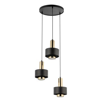 Luster na sajli RIF LUX 3xGX53/12W/230V pr. 38 cm crno/zlatna