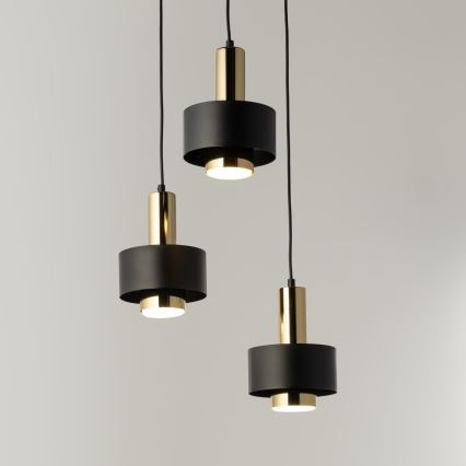 Luster na sajli RIF LUX 3xGX53/12W/230V pr. 38 cm crno/zlatna