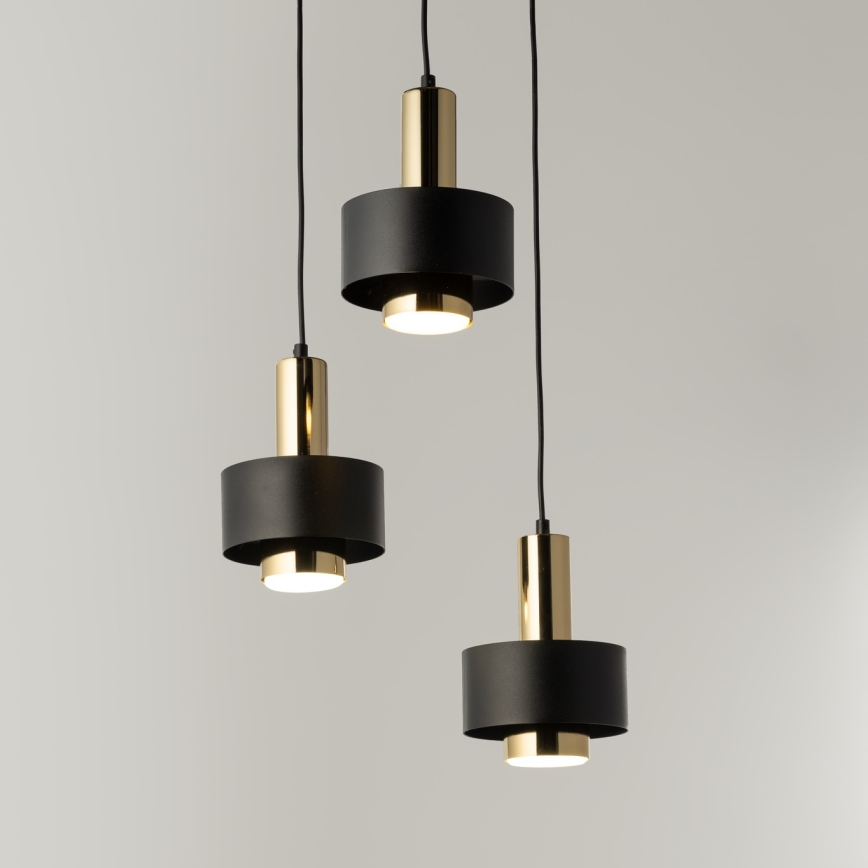 Luster na sajli RIF LUX 3xGX53/12W/230V pr. 38 cm crno/zlatna
