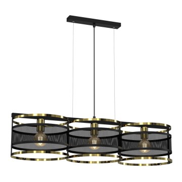 Luster na sajli RIM 3xE27/60W/230V crno/zlatna