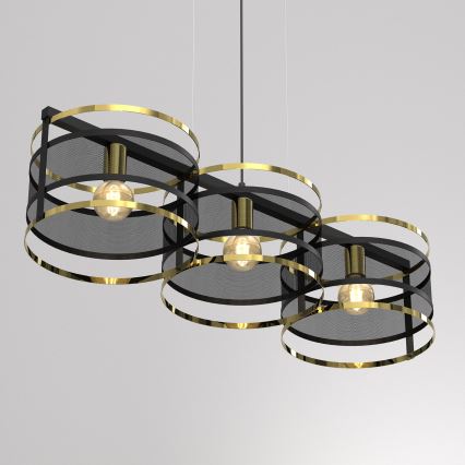 Luster na sajli RIM 3xE27/60W/230V crno/zlatna
