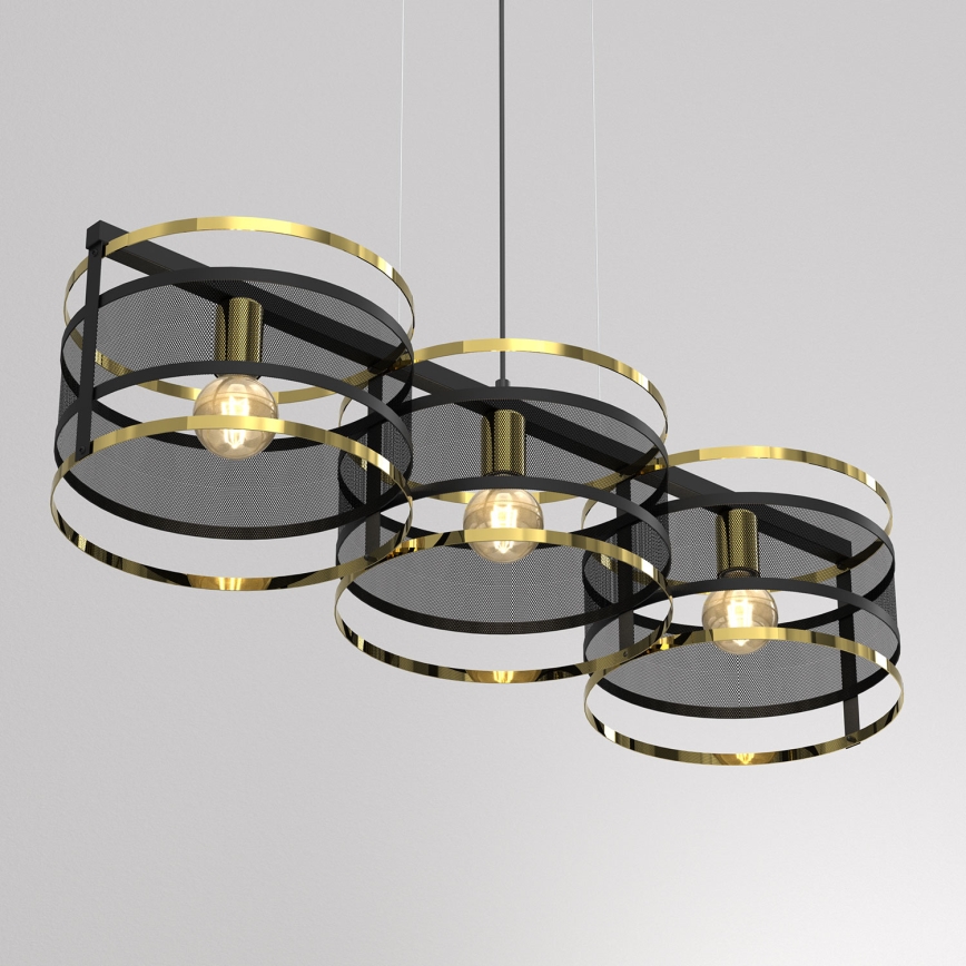 Luster na sajli RIM 3xE27/60W/230V crno/zlatna