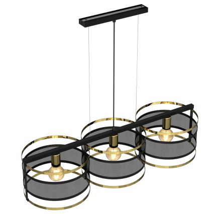 Luster na sajli RIM 3xE27/60W/230V crno/zlatna