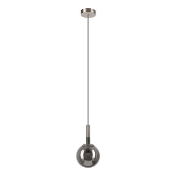 Luster na sajli ROLLO 1xE14/5W/230V mat hrom/dimljeno staklo