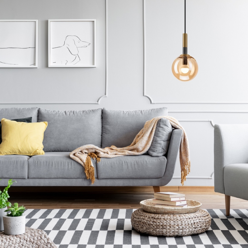 Luster na sajli ROLLO 1xE14/5W/230V zlatna/dimljeno bež