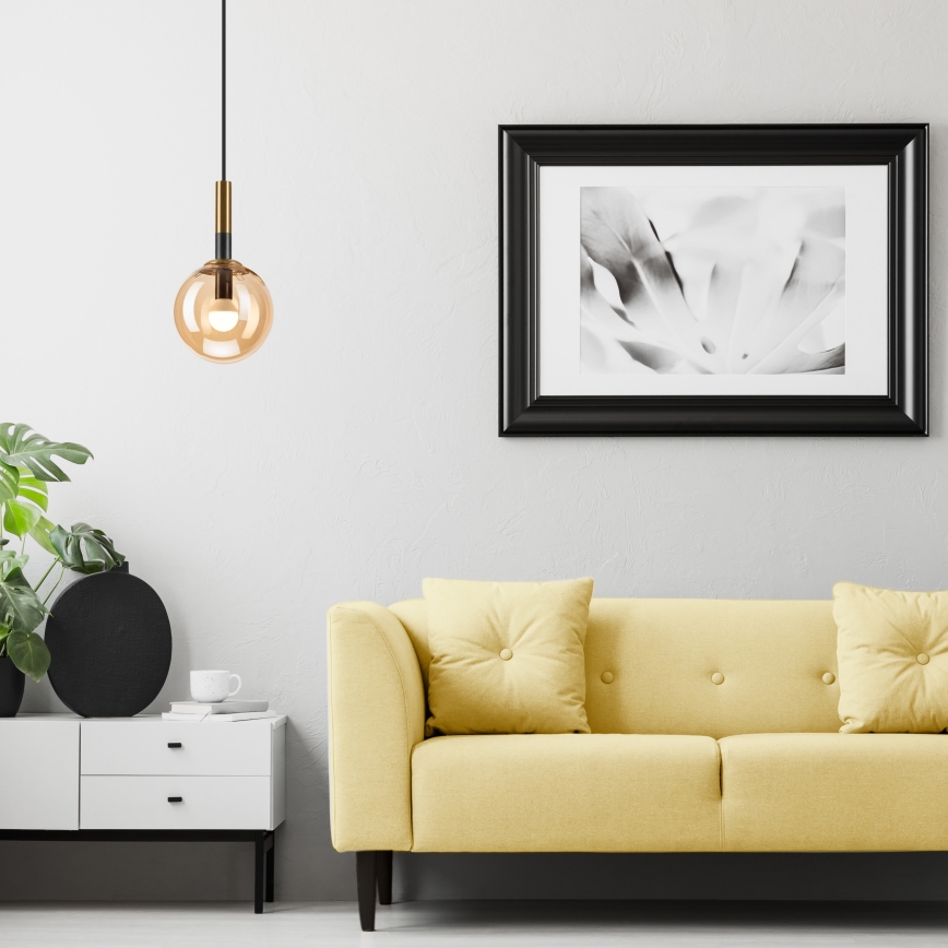 Luster na sajli ROLLO 1xE14/5W/230V zlatna/dimljeno bež