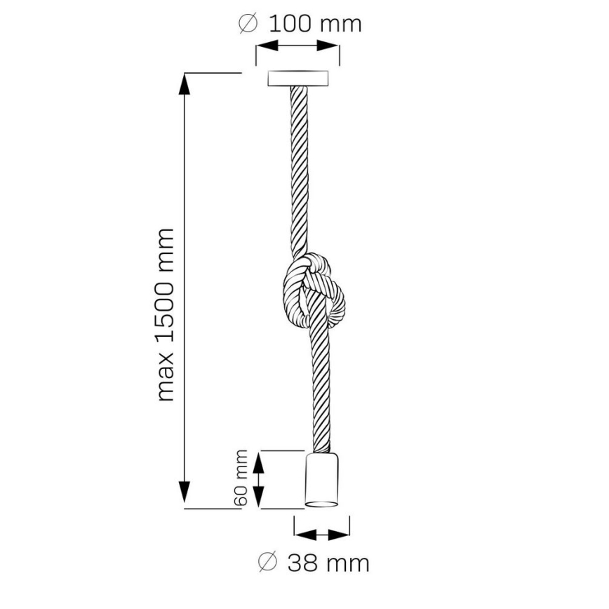 Luster na sajli ROPE 1xE27/12W/230V