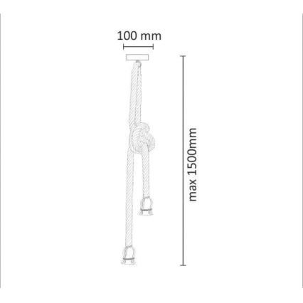 Luster na sajli ROPE 2xE27/12W/230V