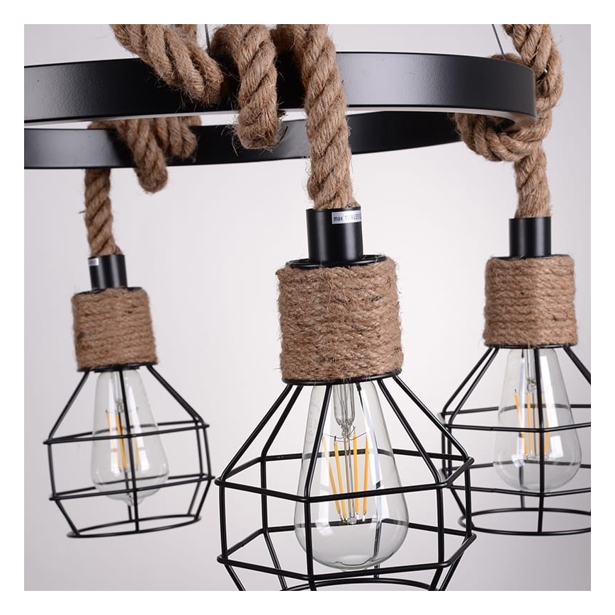Luster na sajli ROPE ALEGRA 4xE27/10W/230V