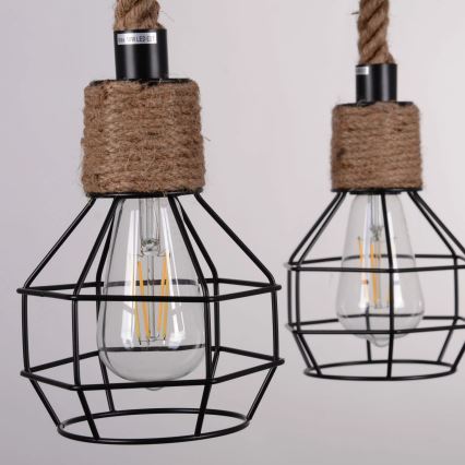 Luster na sajli ROPE ALEGRA 4xE27/10W/230V
