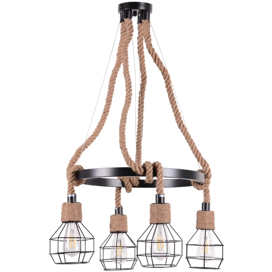 Luster na sajli ROPE ALEGRA 4xE27/10W/230V