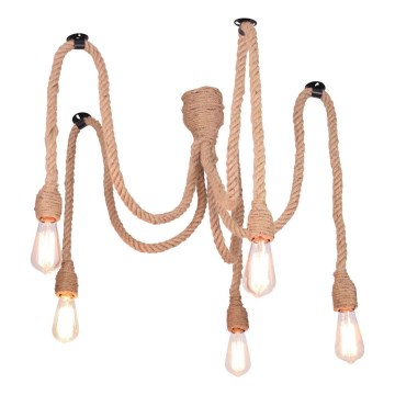 Luster na sajli ROPE CASA 5xE27/12W/230V pauk