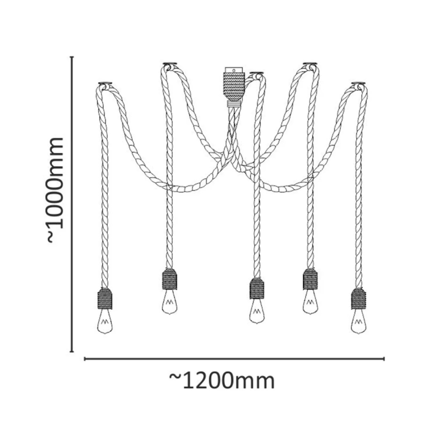 Luster na sajli ROPE CASA 5xE27/12W/230V pauk