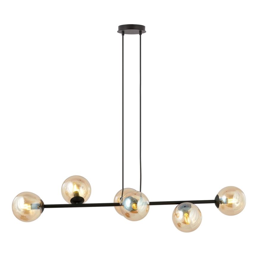 Luster na sajli ROSSI 6xE14/10W/230V crno/bež