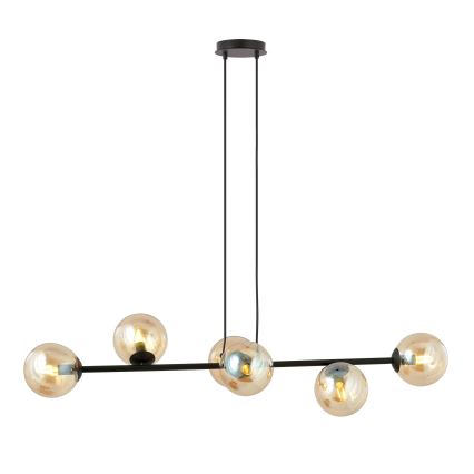 Luster na sajli ROSSI 6xE14/10W/230V crno/bež