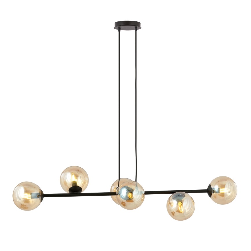 Luster na sajli ROSSI 6xE14/10W/230V crno/bež