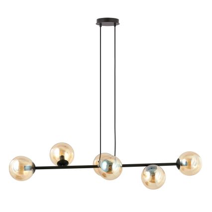 Luster na sajli ROSSI 6xE14/10W/230V crno/bež