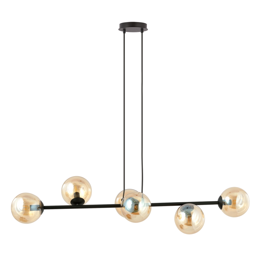 Luster na sajli ROSSI 6xE14/10W/230V crno/bež