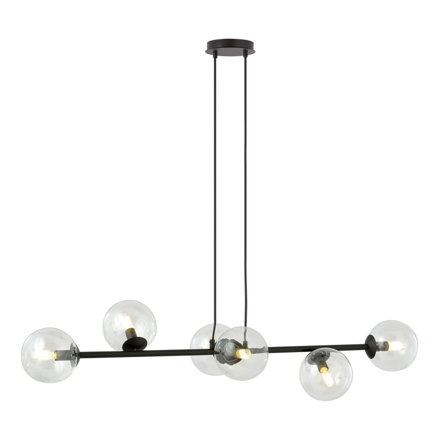 Luster na sajli ROSSI 6xE14/10W/230V crno/prozirna