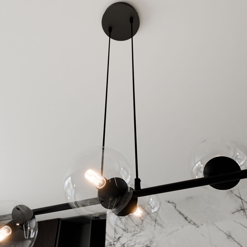 Luster na sajli ROSSI 6xE14/10W/230V crno/prozirna