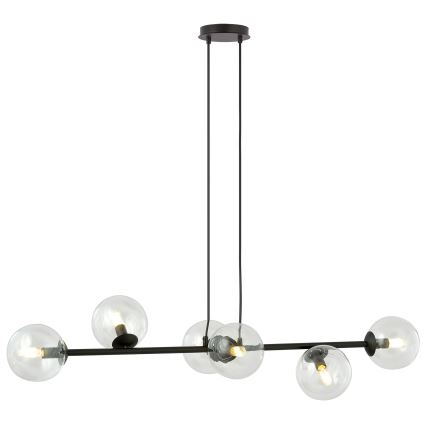 Luster na sajli ROSSI 6xE14/10W/230V crno/prozirna