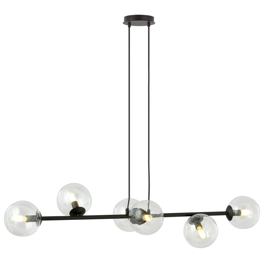 Luster na sajli ROSSI 6xE14/10W/230V crno/prozirna