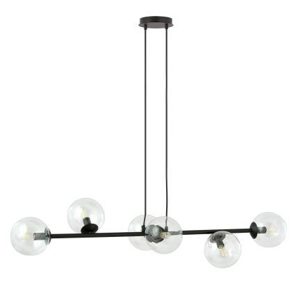 Luster na sajli ROSSI 6xE14/10W/230V crno/prozirna