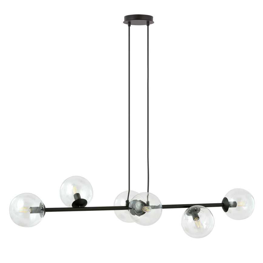 Luster na sajli ROSSI 6xE14/10W/230V crno/prozirna
