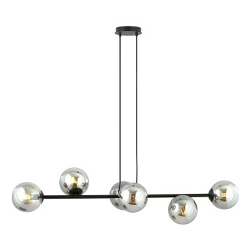 Luster na sajli ROSSI 6xE14/10W/230V crno/sivo
