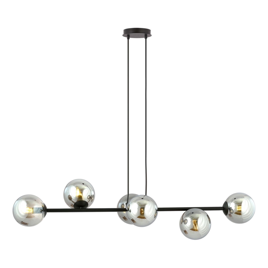 Luster na sajli ROSSI 6xE14/10W/230V crno/sivo