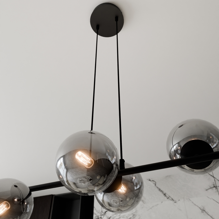 Luster na sajli ROSSI 6xE14/10W/230V crno/sivo