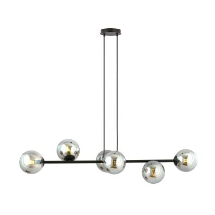 Luster na sajli ROSSI 6xE14/10W/230V crno/sivo