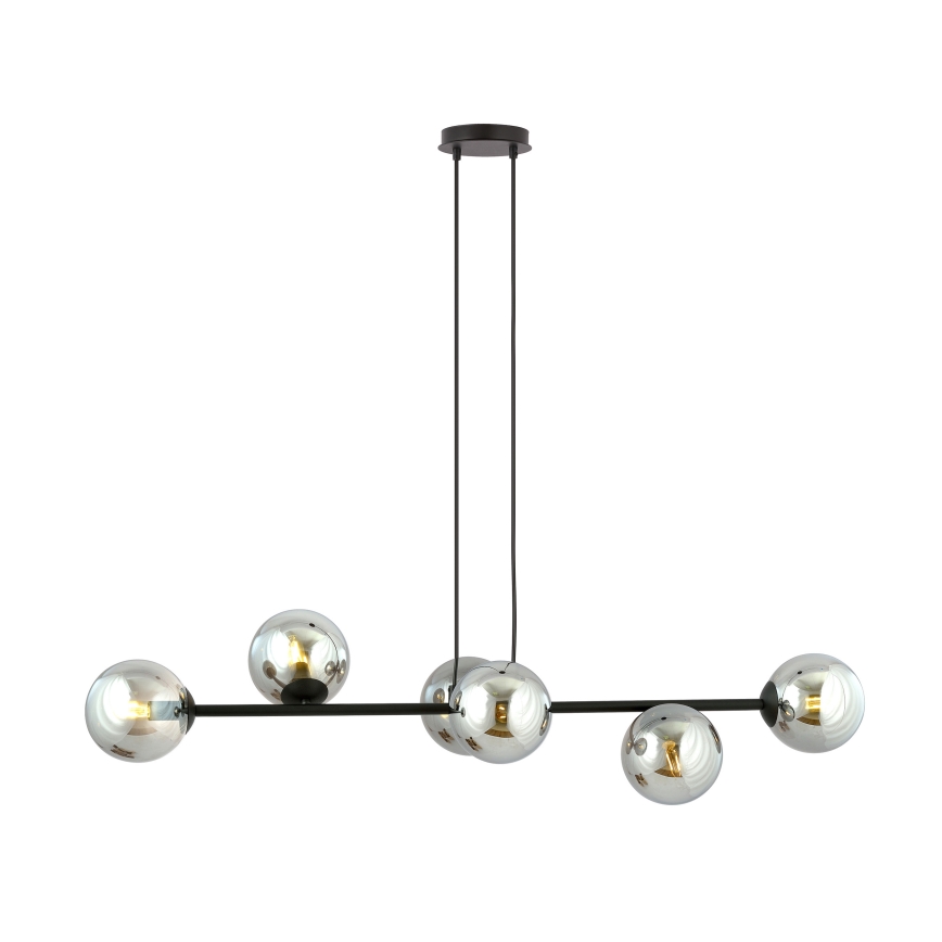 Luster na sajli ROSSI 6xE14/10W/230V crno/sivo