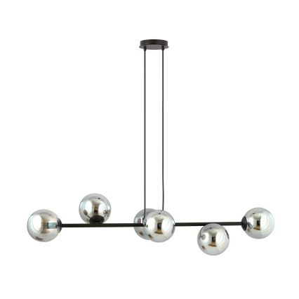 Luster na sajli ROSSI 6xE14/10W/230V crno/sivo