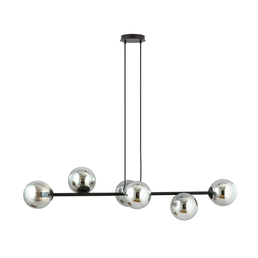 Luster na sajli ROSSI 6xE14/10W/230V crno/sivo