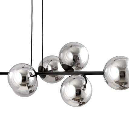 Luster na sajli ROSSI 6xE14/10W/230V crno/sivo