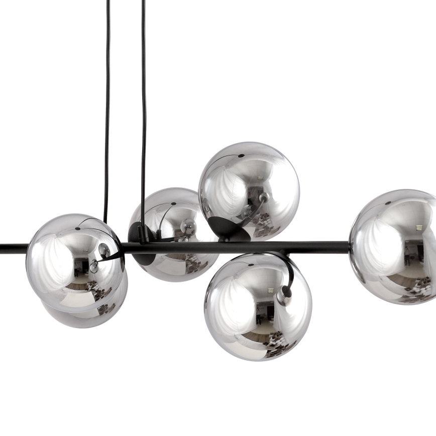 Luster na sajli ROSSI 6xE14/10W/230V crno/sivo