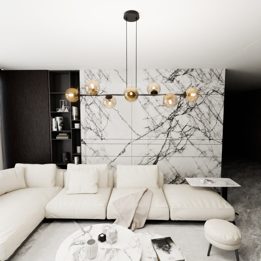 Luster na sajli ROSSI 8xE14/10W/230V crno/bež