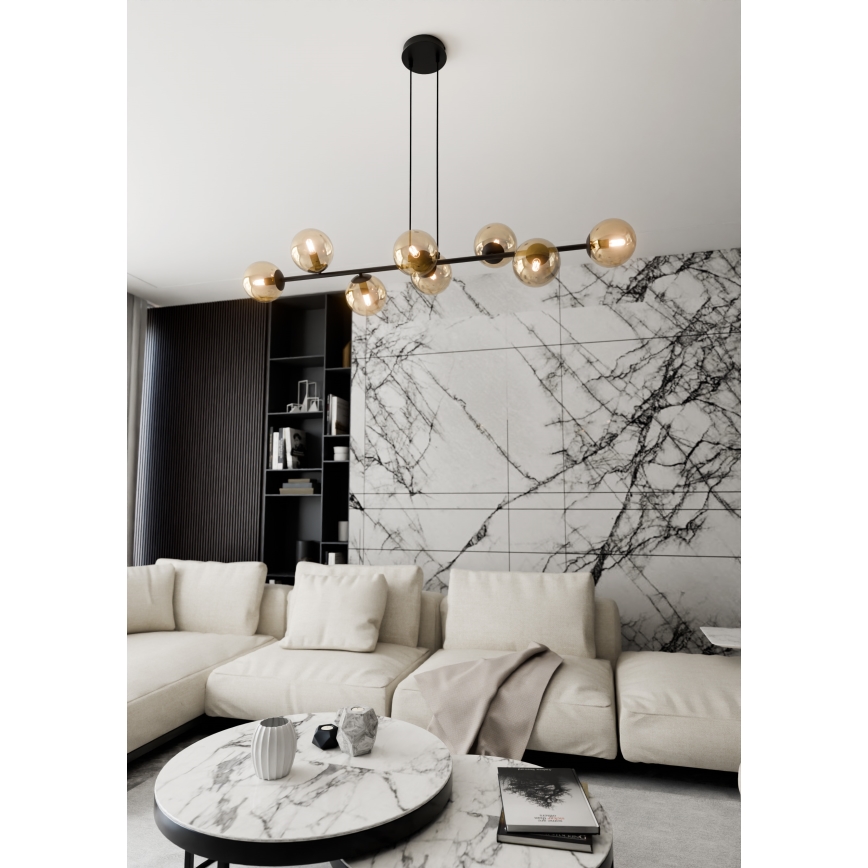 Luster na sajli ROSSI 8xE14/10W/230V crno/bež